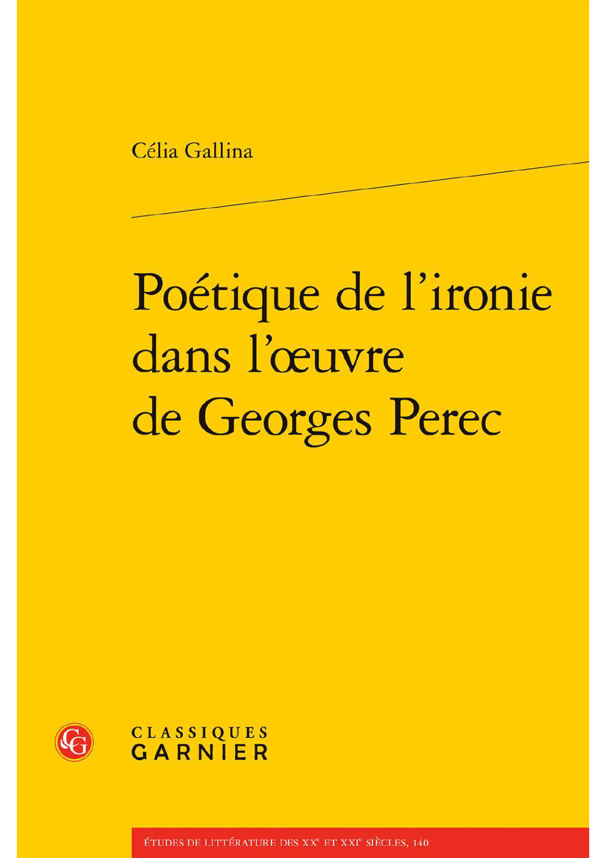 Couverture de Poétique de l’ironie dans l’œuvre de Georges Perec